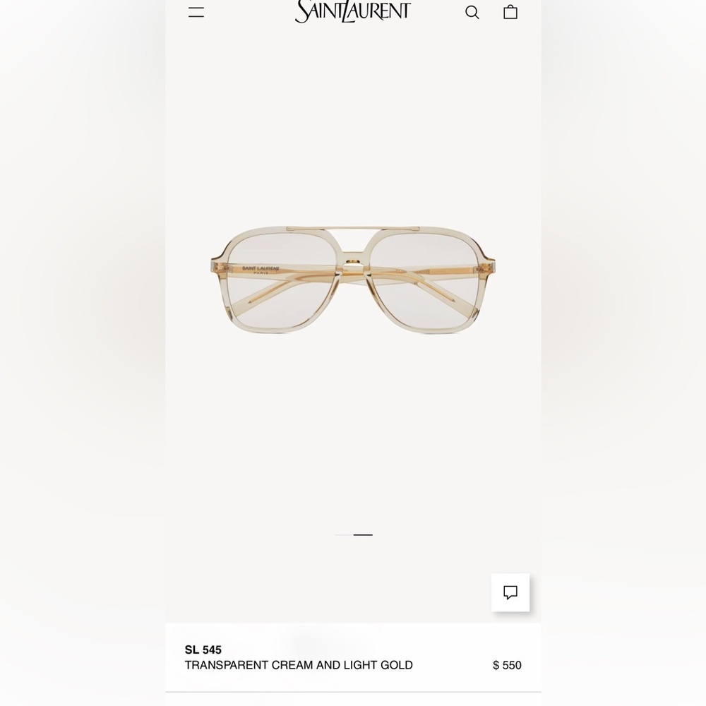 Saint Laurent Cream/Gold Transparent Glasses